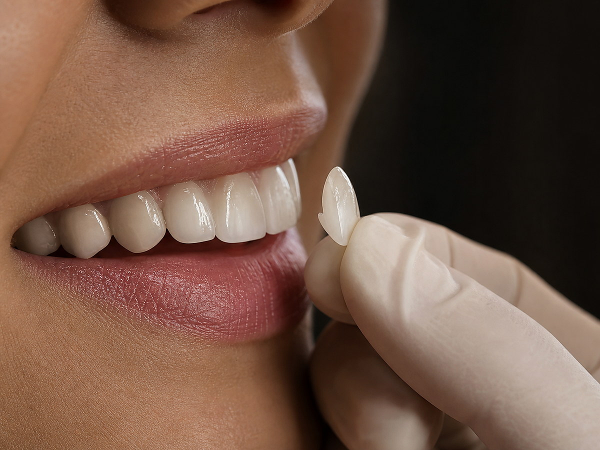 Illustration réaliste de facettes dentaires E-max pour un sourire naturel à Tanger